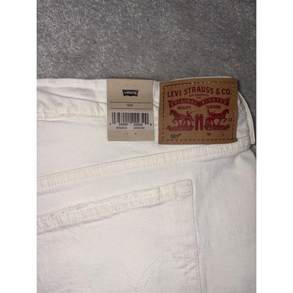 levis 501 shorts white‎ button fly nwt 18w